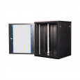 Шкаф 19" телекоммуникационный настенный, 15U 769x600х600 мм, дверь стекло, черный